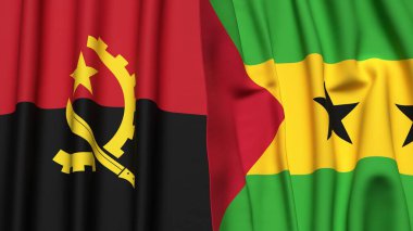 ANGOLA ve SAO TOME bayrakları gerçekçi kumaş dokusuyla