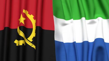 Gerçekçi kumaşlı ANGOLA ve SIERRA LEONE bayrakları