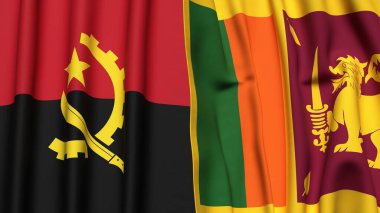 Gerçekçi kumaş dokusuna sahip ANGOLA ve SRI LANKA bayrakları