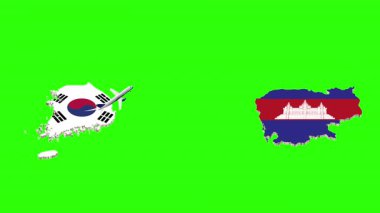 Yeşil Ekranda Güney Kore 'den CAMBODIA' ya Uçuşun Animasyonu