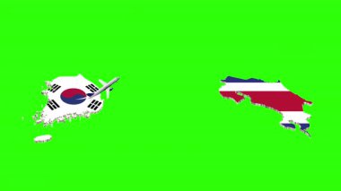 Yeşil Ekranda Güney Kore 'den COSTA RICA' ya Uçuşun Animasyonu