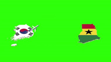 Yeşil Ekranda Güney Kore 'den GHANA' ya Uçuşun Animasyonu