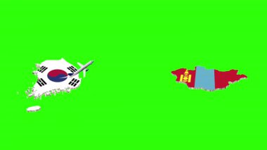 Yeşil Ekranda Güney Kore 'den Mongolya' ya Uçuşun Animasyonu