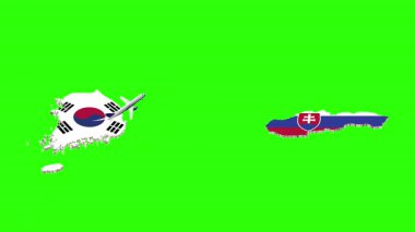 Yeşil Ekranda Güney Kore 'den SLOVAKIA' ya Uçuşun Animasyonu