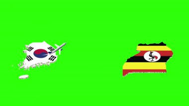 Yeşil Ekranda Güney Kore 'den UGANDA' ya Uçuşun Animasyonu