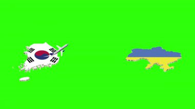Yeşil Ekranda Güney Kore 'den UKRAINE' a Uçuşun Animasyonu