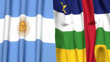 ARGENTINA ve Orta Afrika Cumhuriyeti bayrakları gerçekçi kumaş dokusuna sahip