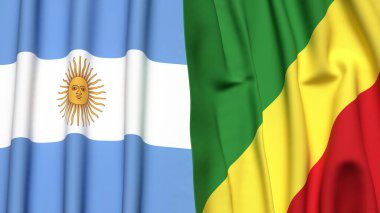 ARGENTINA ve CONGO R bayrakları gerçekçi kumaş dokusuyla