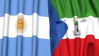 ARGENTINA 'nın bayrakları ve gerçekçi kumaş dokusuna sahip EquATORIAL Guinea