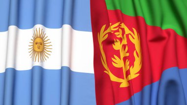 Gerçekçi kumaş dokusuna sahip ARGENTINA ve ERITREA bayrakları