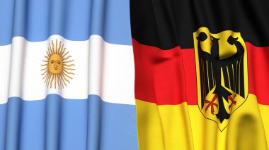 ARGENTINA ve GERMANY bayrakları gerçekçi kumaş dokusuna sahip