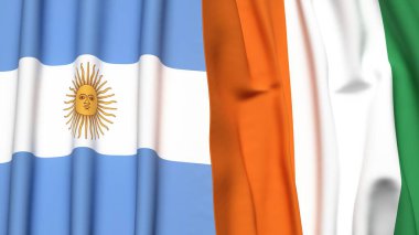 ARGENTINA Bayrakları ve gerçekçi kumaş dokusuna sahip IVORY Kıyı