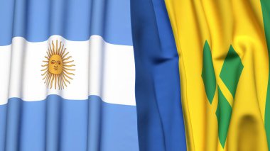 ARGENTINA Bayrakları ve gerçekçi kumaş dokusuna sahip Aziz Venedik