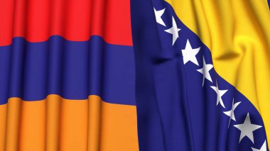 Gerçekçi kumaş dokusuna sahip ARMENIA ve BOSNIA bayrakları
