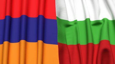 Gerçekçi kumaş dokusuna sahip ARMENIA ve BULGARIA bayrakları