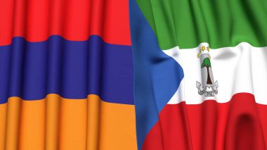 ARMENIA 'nın bayrakları ve gerçekçi kumaş dokusuna sahip Eşitlikçi Guinea