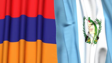 Gerçekçi kumaş dokusuna sahip ARMENIA ve GUATEMALA bayrakları