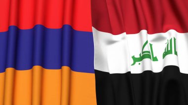 Gerçekçi kumaş dokusuna sahip ARMENIA ve IRAQ bayrakları