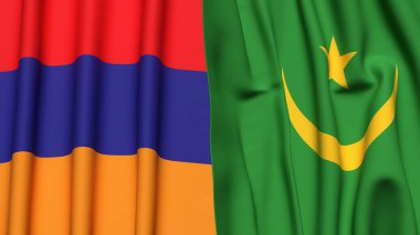 Gerçekçi kumaş dokusuna sahip ARMENIA ve MAURITANIA bayrakları