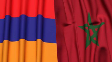 Gerçekçi kumaş dokusuna sahip ARMENIA ve MoroCCO bayrakları