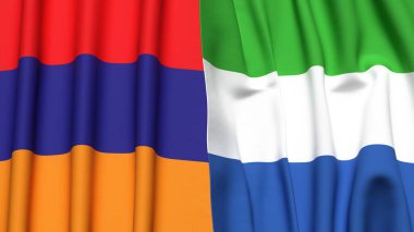 Gerçekçi kumaş dokusuna sahip ARMENIA ve SIERRA LEONE bayrakları
