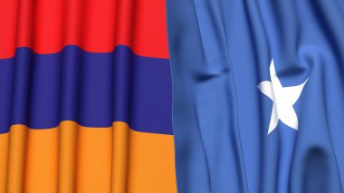 Gerçekçi kumaş dokusuna sahip ARMENIA ve SOMALYA bayrakları