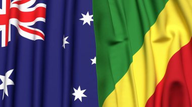 Gerçekçi kumaş dokusuna sahip AUSTRALYA ve CONGO R bayrakları