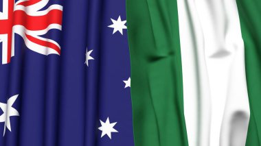 Gerçekçi kumaş dokusuna sahip AUSTRALYA ve NIGERIA bayrakları