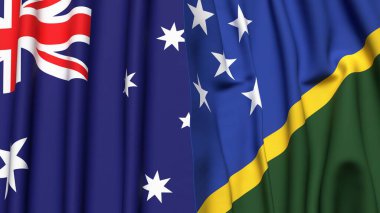 AUSTRALYA Bayrakları ve SOLOMON Adaları Gerçekçi kumaş dokusuna sahip