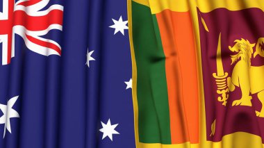 Gerçekçi kumaş dokusuna sahip AUSTRALYA ve SRI LANKA bayrakları