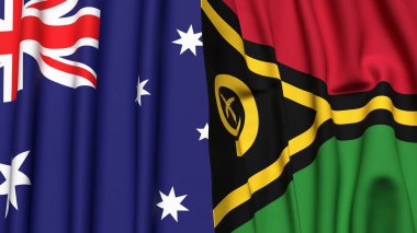 Gerçekçi kumaş dokusuna sahip AUSTRALYA ve VANUATU bayrakları