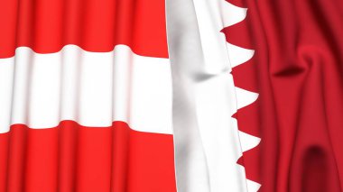 Gerçekçi kumaş dokusuna sahip AUSTRIA ve BAHRAIN bayrakları