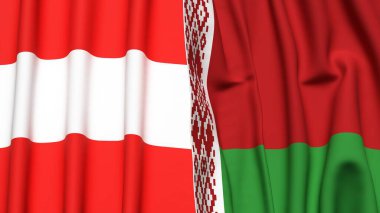 Gerçekçi kumaş desenli AUSTRIA ve BELARUS bayrakları