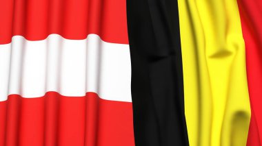 Gerçekçi kumaş dokusuna sahip AUSTRIA ve BELGIUM bayrakları