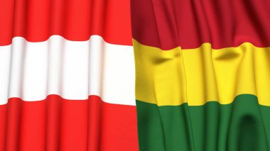 Gerçekçi kumaş dokusuna sahip AUSTRIA ve BOLIVIA bayrakları