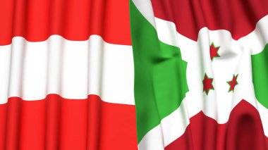 Gerçekçi kumaş desenli AUSTRIA ve BURUNDI bayrakları