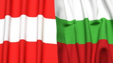 Gerçekçi kumaş dokusuna sahip AUSTRIA ve BULGARIA bayrakları