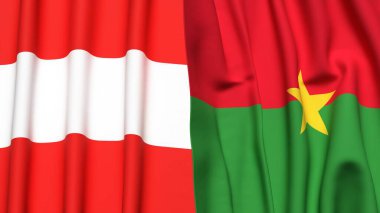 Gerçekçi kumaş dokusuna sahip AUSTRIA ve BURKINA-FASSO bayrakları