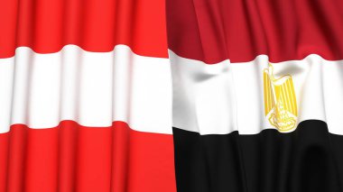 Gerçekçi kumaş dokusuna sahip AUSTRIA ve EGYPT bayrakları