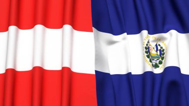 Gerçekçi kumaş dokusuna sahip AUSTRIA ve EL SALVADOR bayrakları