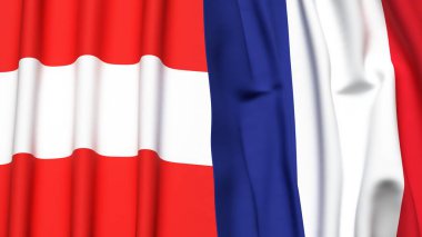 Gerçekçi kumaş dokusuna sahip AUSTRIA ve FRANCE bayrakları