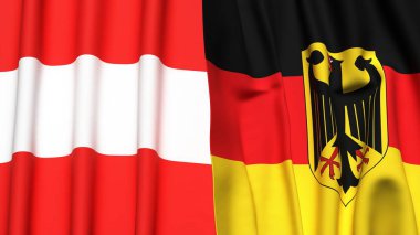Gerçekçi kumaş dokusuna sahip AUSTRIA ve GERMANY bayrakları