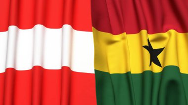 Gerçekçi kumaş dokusuna sahip AUSTRIA ve GHANA bayrakları