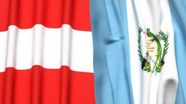 Gerçekçi kumaş dokusuna sahip AUSTRIA ve GUATEMALA bayrakları