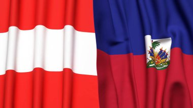 Gerçekçi kumaş desenli AUSTRIA ve HAITI bayrakları