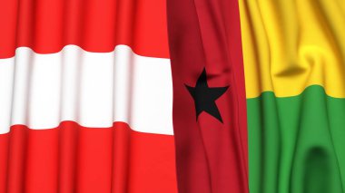 Gerçekçi kumaş dokusuna sahip AUSTRIA ve GİNEA-BISSAU bayrakları