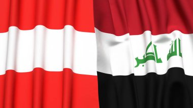 Gerçekçi kumaş desenli AUSTRIA ve IRAQ bayrakları