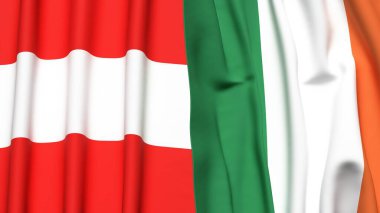 Gerçekçi kumaş dokusuna sahip AUSTRIA ve IRELAND bayrakları