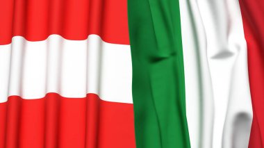 Gerçekçi kumaşlı AUSTRIA ve İTALYA bayrakları