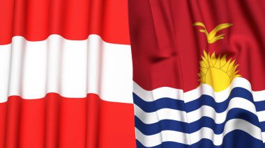 Gerçekçi kumaş dokusuna sahip AUSTRIA ve KIRIBATI bayrakları
